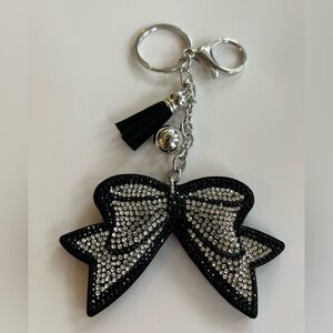 Rhinestone silver Bow keychain handbag charm purse